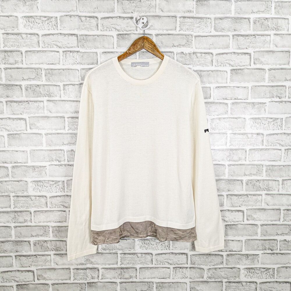 ICEBERG ICE JEANS Beige Crew Sweater light beige cotton blend size XL